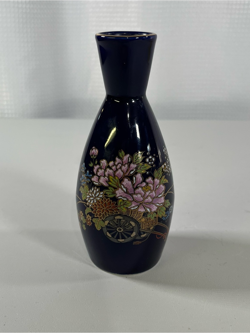 Vintage Japanese Cobalt Blue Sake Tea Bottle 5.25 Inches